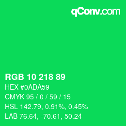 Color code: RGB 10 218 89 | qconv.com