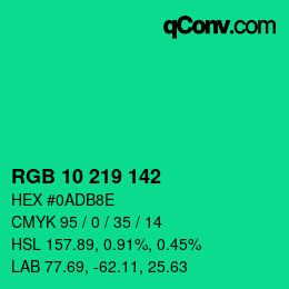 Color code: RGB 10 219 142 | qconv.com