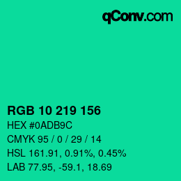 Color code: RGB 10 219 156 | qconv.com