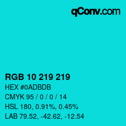 Color code: RGB 10 219 219 | qconv.com