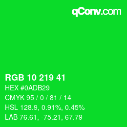 Color code: RGB 10 219 41 | qconv.com