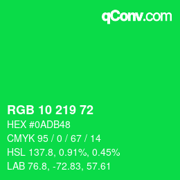 カラーコード: RGB 10 219 72 | qconv.com