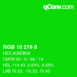Color code: RGB 10 219 8 | qconv.com