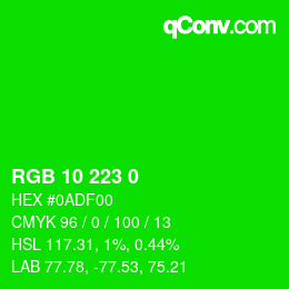 Color code: RGB 10 223 0 | qconv.com