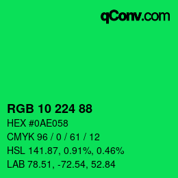 Color code: RGB 10 224 88 | qconv.com