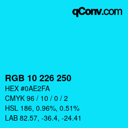 Color code: RGB 10 226 250 | qconv.com