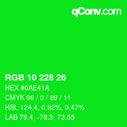 Color code: RGB 10 228 26 | qconv.com