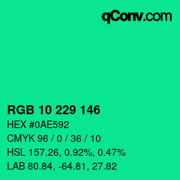 カラーコード: RGB 10 229 146 | qconv.com