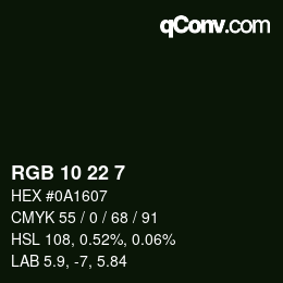 Color code: RGB 10 22 7 | qconv.com