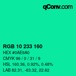 Color code: RGB 10 233 160 | qconv.com