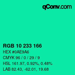 Color code: RGB 10 233 166 | qconv.com