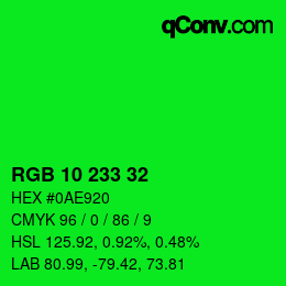 Color code: RGB 10 233 32 | qconv.com