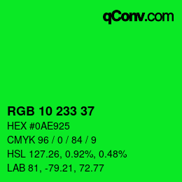 Color code: RGB 10 233 37 | qconv.com