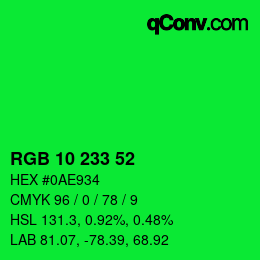 Color code: RGB 10 233 52 | qconv.com