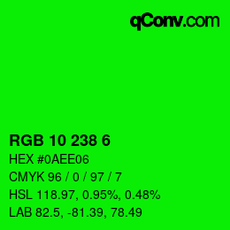 Color code: RGB 10 238 6 | qconv.com