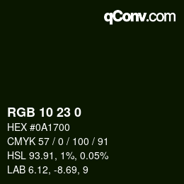 Color code: RGB 10 23 0 | qconv.com