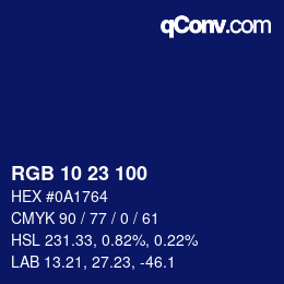 Color code: RGB 10 23 100 | qconv.com