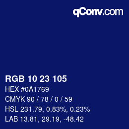 カラーコード: RGB 10 23 105 | qconv.com