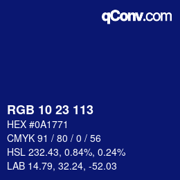 Color code: RGB 10 23 113 | qconv.com