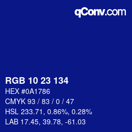 カラーコード: RGB 10 23 134 | qconv.com