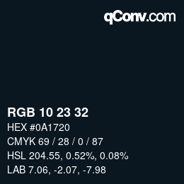 カラーコード: RGB 10 23 32 | qconv.com