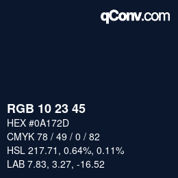 Color code: RGB 10 23 45 | qconv.com
