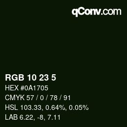 Color code: RGB 10 23 5 | qconv.com