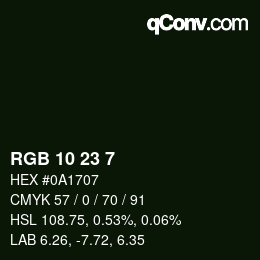 カラーコード: RGB 10 23 7 | qconv.com