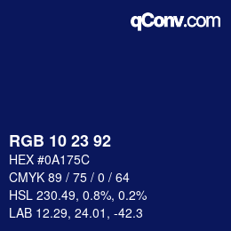 Color code: RGB 10 23 92 | qconv.com