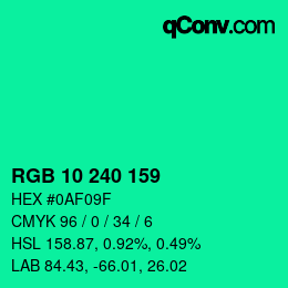 Color code: RGB 10 240 159 | qconv.com