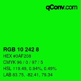 カラーコード: RGB 10 242 8 | qconv.com