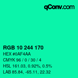 Color code: RGB 10 244 170 | qconv.com