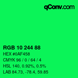 Color code: RGB 10 244 88 | qconv.com