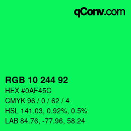 Color code: RGB 10 244 92 | qconv.com