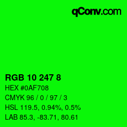 Color code: RGB 10 247 8 | qconv.com