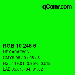 Color code: RGB 10 248 6 | qconv.com