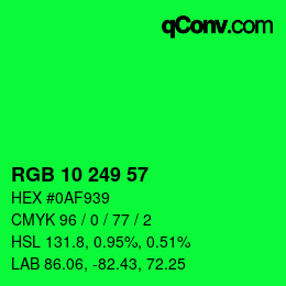 Farbcode: RGB 10 249 57 | qconv.com