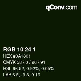 Color code: RGB 10 24 1 | qconv.com
