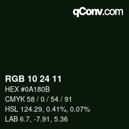 カラーコード: RGB 10 24 11 | qconv.com