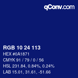 Color code: RGB 10 24 113 | qconv.com