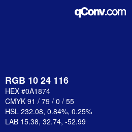 カラーコード: RGB 10 24 116 | qconv.com