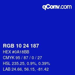 カラーコード: RGB 10 24 187 | qconv.com