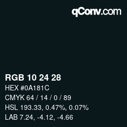 カラーコード: RGB 10 24 28 | qconv.com