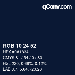 Color code: RGB 10 24 52 | qconv.com