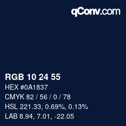 カラーコード: RGB 10 24 55 | qconv.com