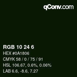 Color code: RGB 10 24 6 | qconv.com