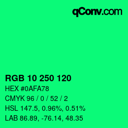 Color code: RGB 10 250 120 | qconv.com