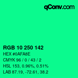 Color code: RGB 10 250 142 | qconv.com