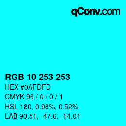 Color code: RGB 10 253 253 | qconv.com