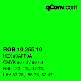 Color code: RGB 10 255 10 | qconv.com